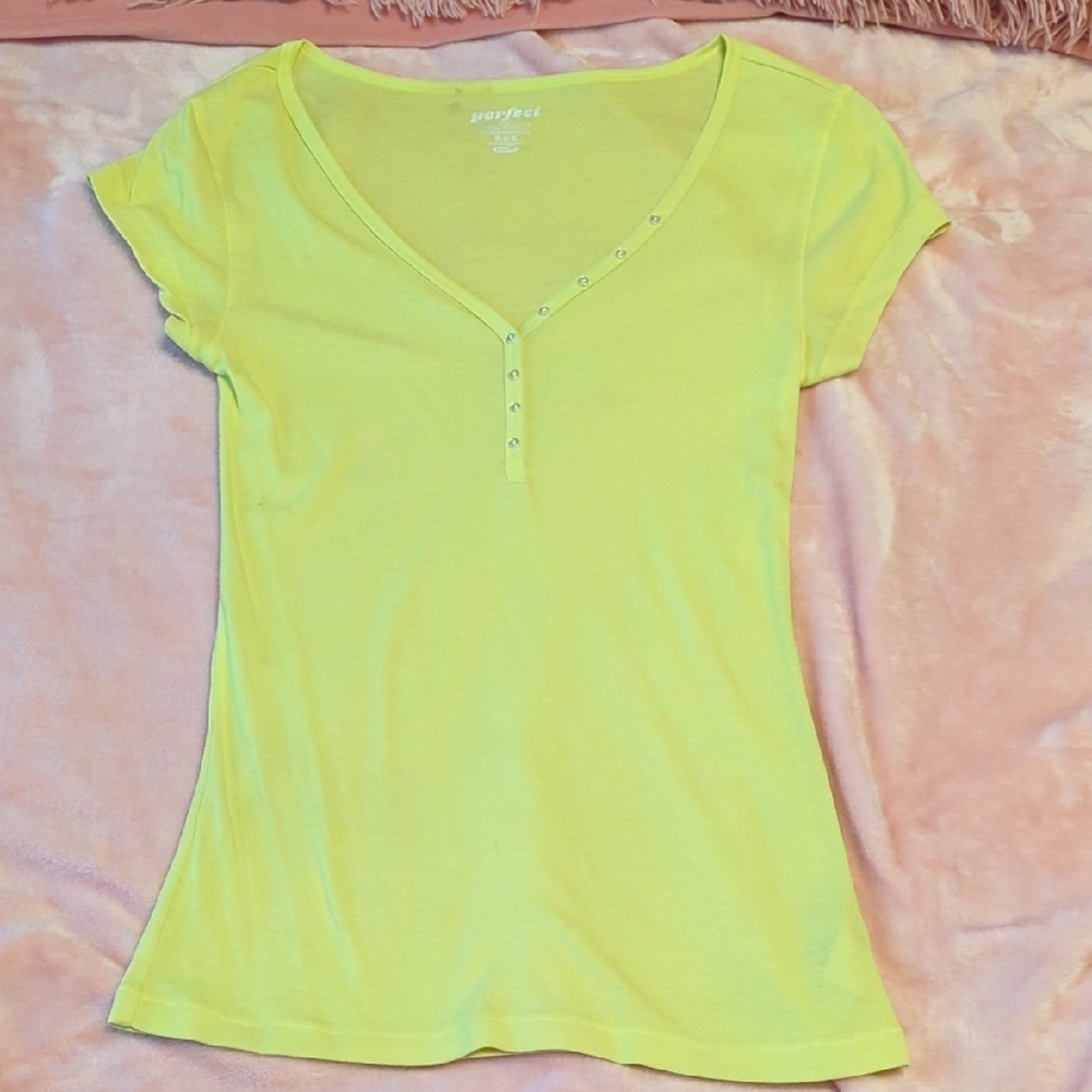 Yellow Cap Sleeve Fitted Tee